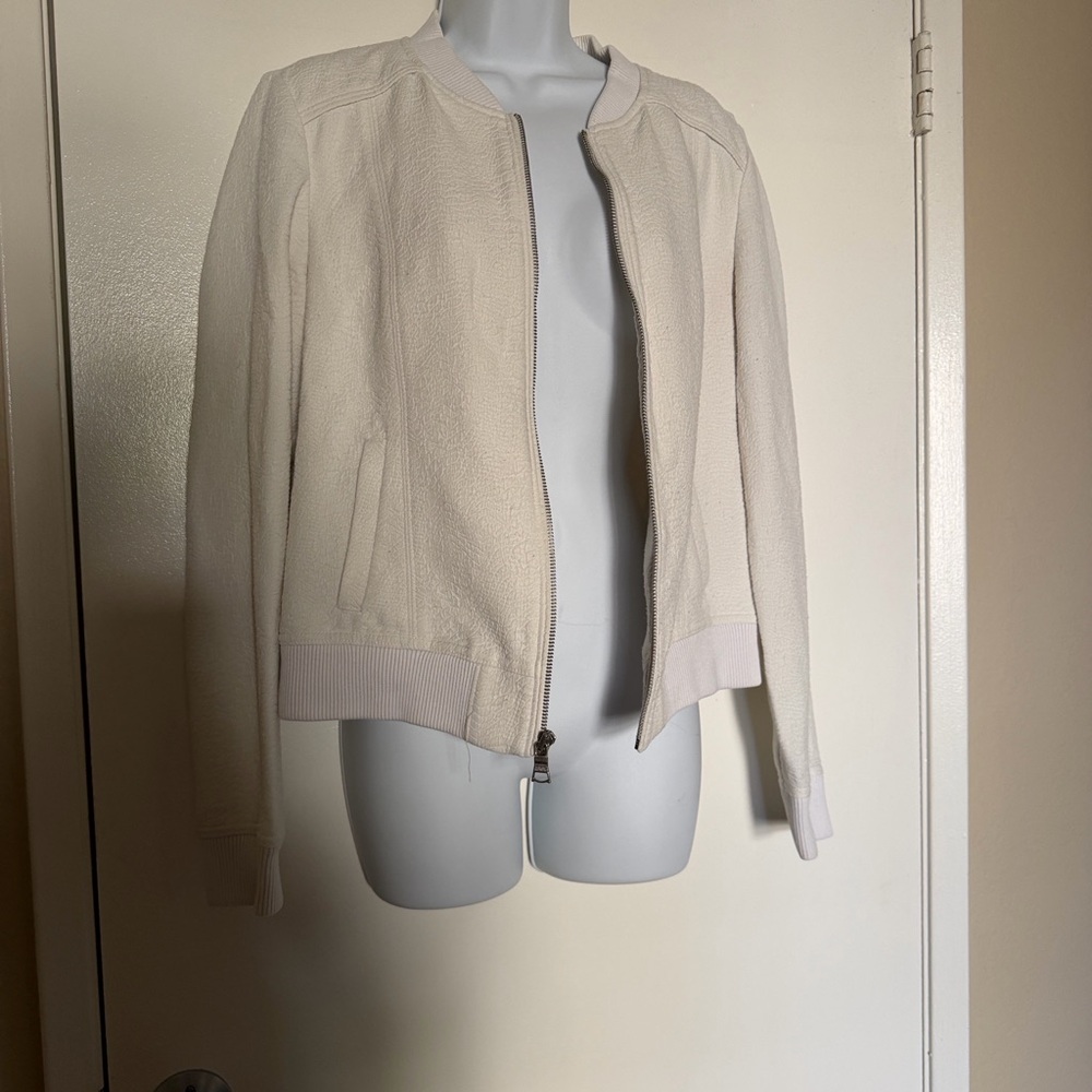 Banana Republic Women's Cream Bomber Jacket - Picture 3 of 5
